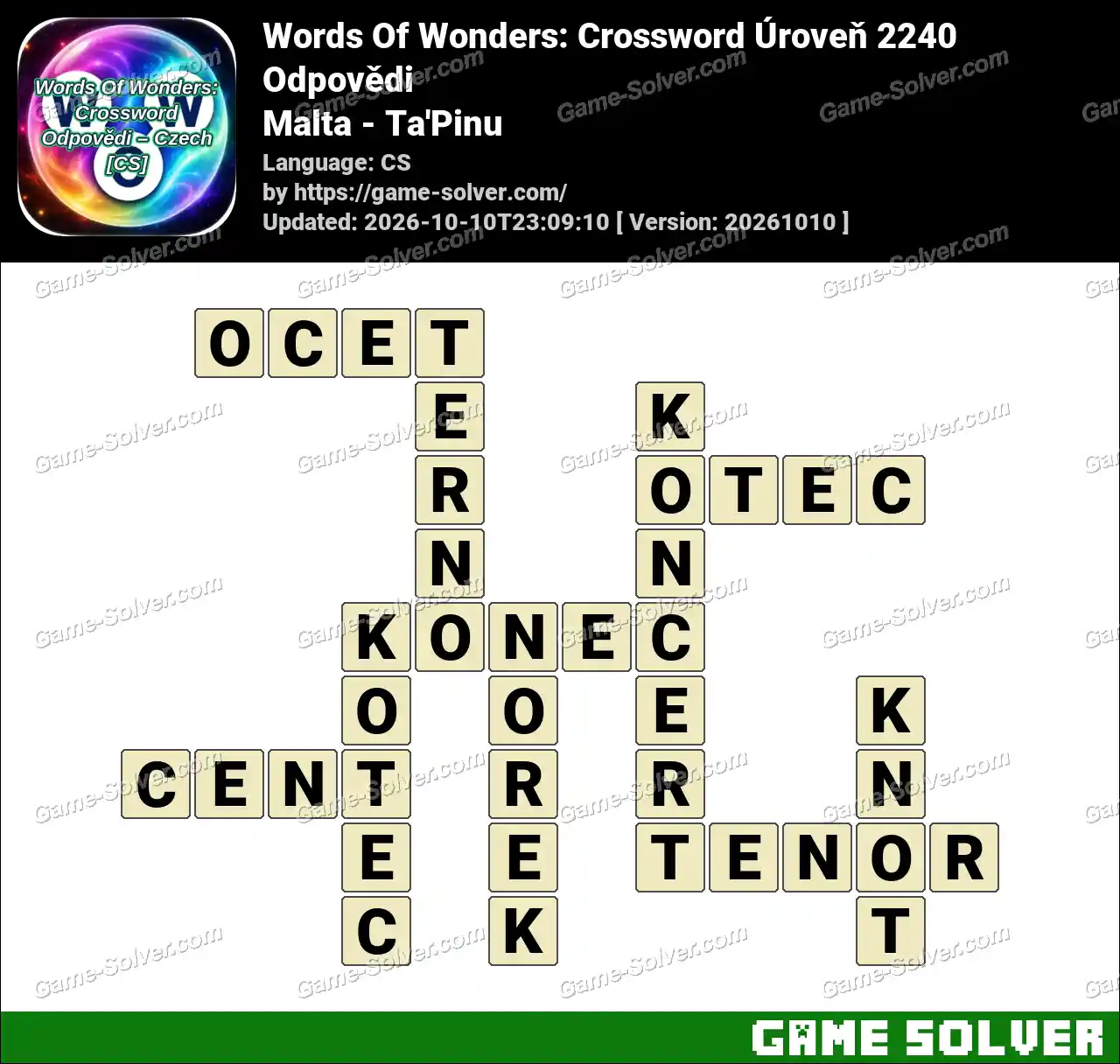 Words Of Wonders: Crossword Úroveň 2240 Odpovědi – Malta – Ta’Pinu